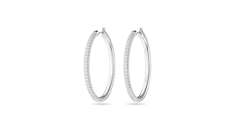 Swarovski Stone Hoop Pierced Earrings 